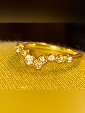 Gold plated size 5  Crystal Accent Women's Ring - Sparkling Gold Tone
